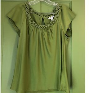 Banana Republic green blouse with braided neckline